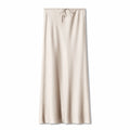 Women Satin High Waist Lace Up Maxi Skirt Elegant Solid Color Long Skirt