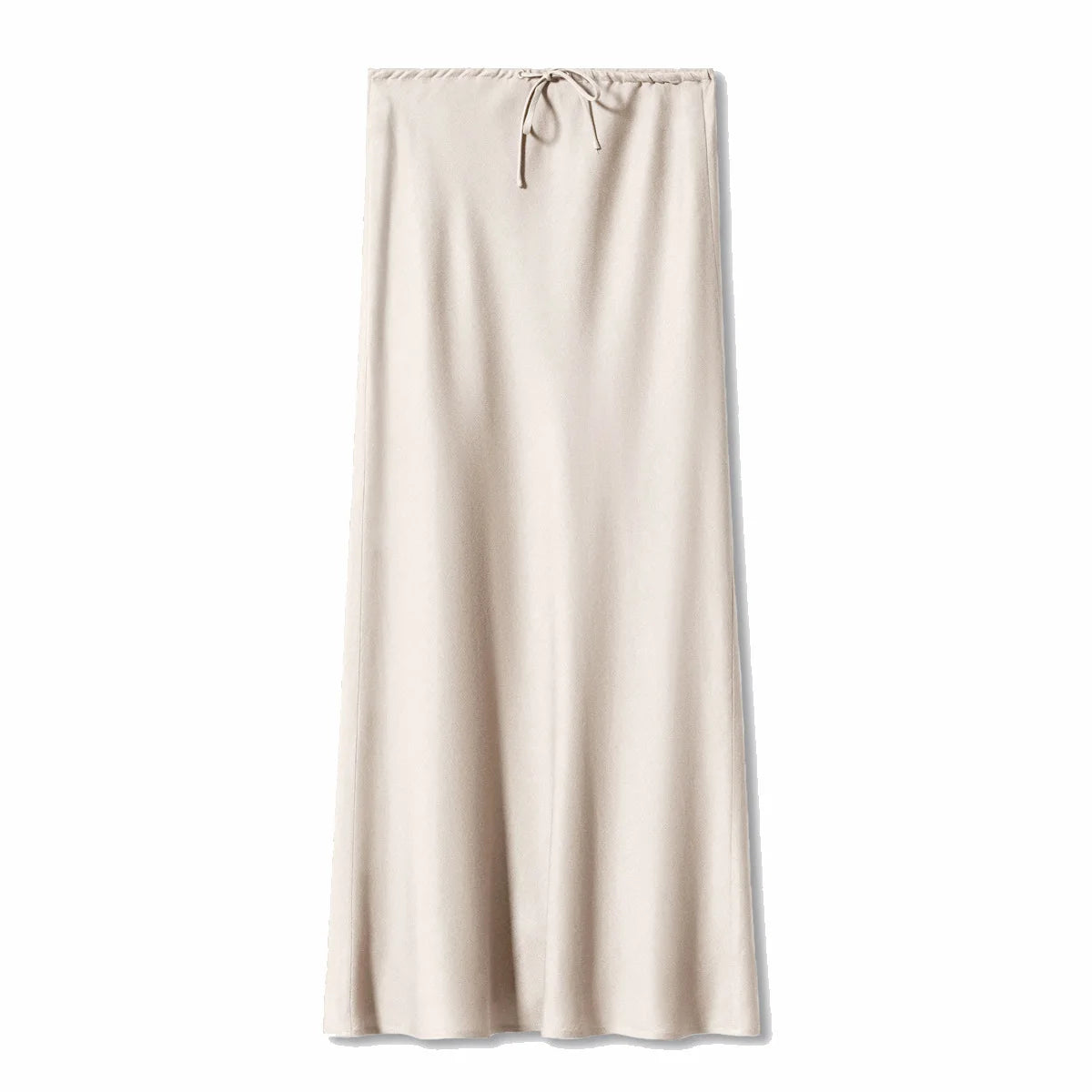 Women Satin High Waist Lace Up Maxi Skirt Elegant Solid Color Long Skirt