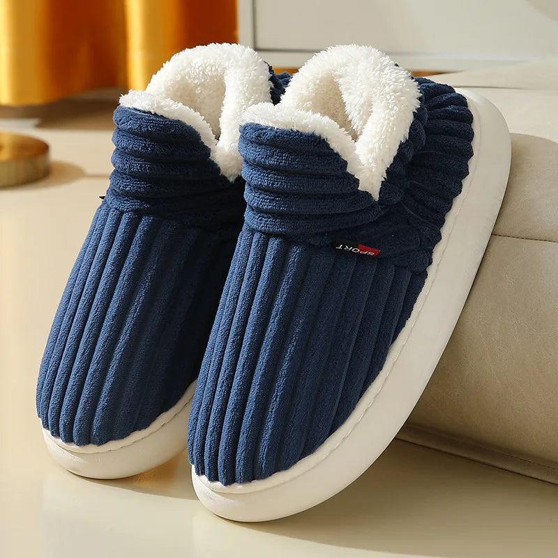 Cozy Plush Slippers Warm Fleece Lined Indoor House Shoes Soft Comfortable Winter Slippers for Men Women