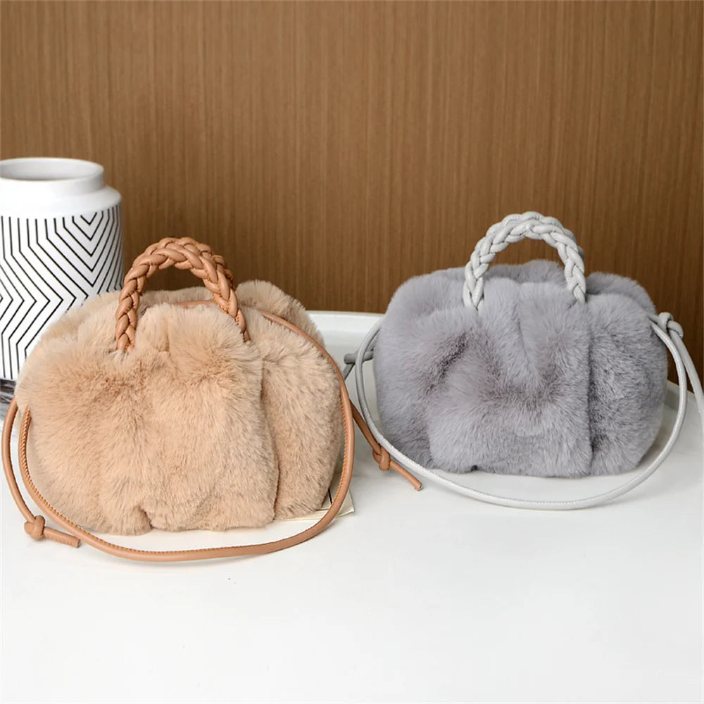 Women Pumpkin Plush Crossbody Shoulder Bag