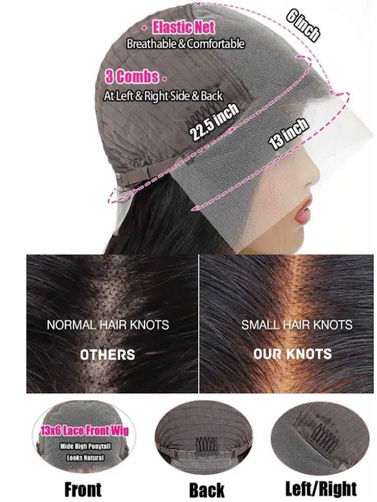 Peruvian Body Wave Human Hair Wig 13x4 HD Lace Front – Glueless Wigs 180%-250% Density, 16–42 Inch
