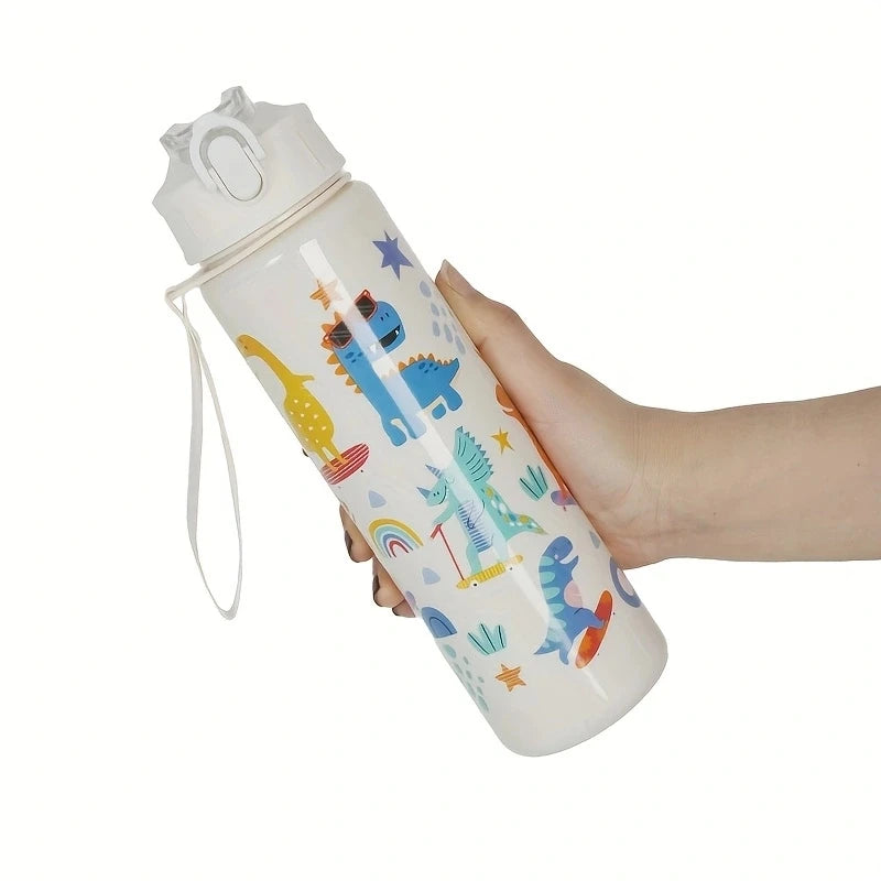 Cute Cartoon Water Bottle 750ml – Kids Leakproof Drinking Bottle with Straw for School, Travel & Gifts