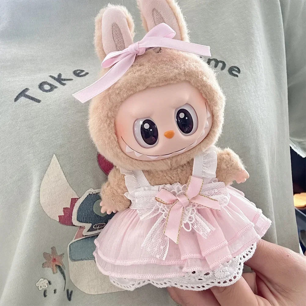 Labubu 17cm Kpop Princess Outfit Set with Pink Bow