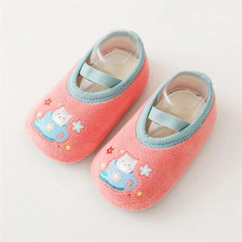 Newborn Baby Cartoon Shoes Anti Slip Rubber Sole First Walker Slippers
