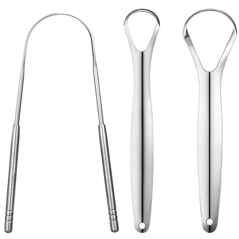 Metal Tongue Scraper Stainless Steel Cleaner Portable Oral Hygiene Tool 1-3pcs