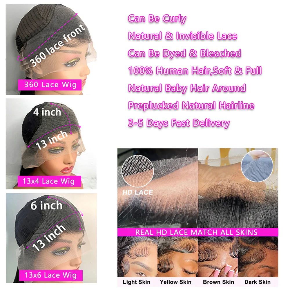 Deep Wave Wig Human Hair – 250 Density HD Lace Front Curly Wig