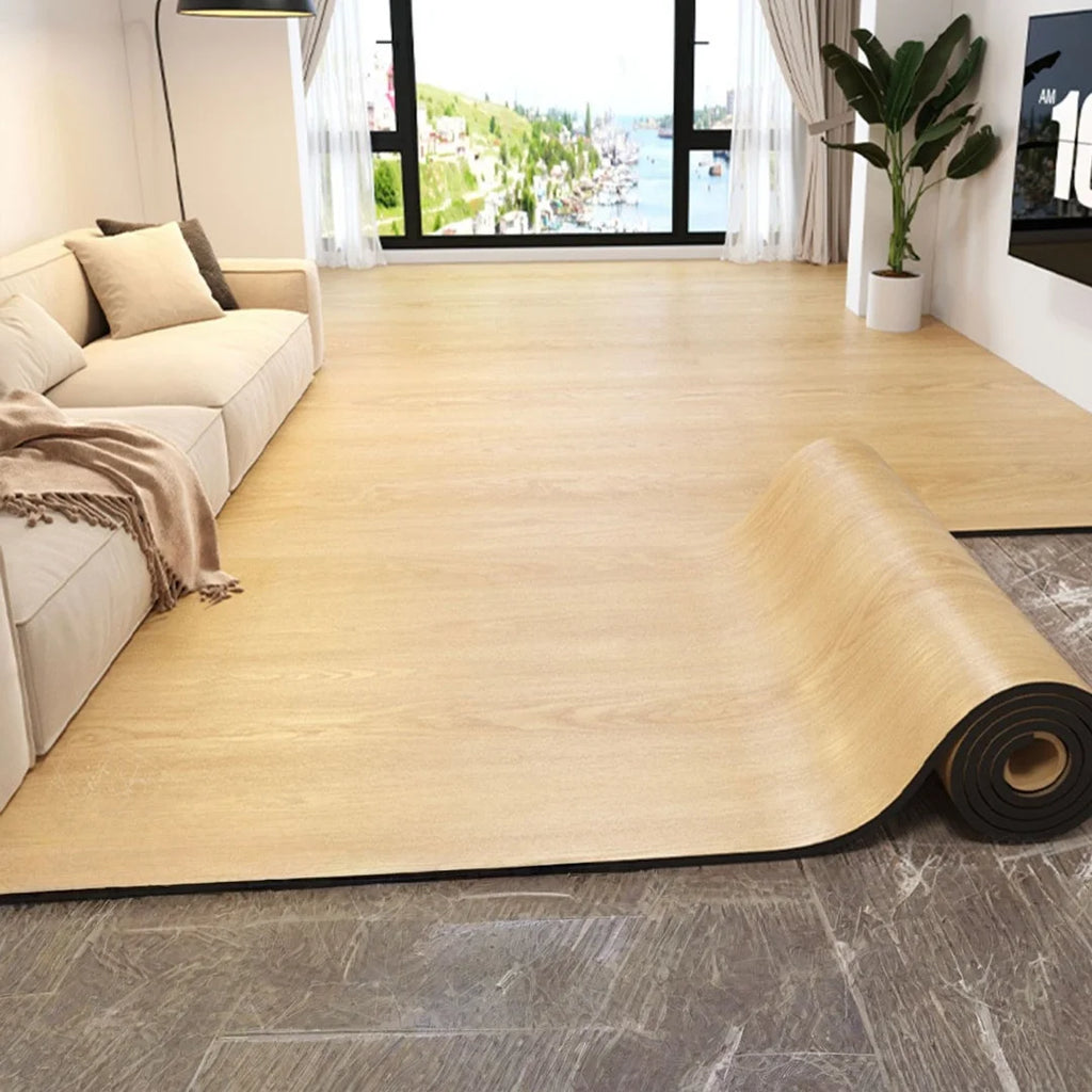 Peel and Stick Wood Grain Floor Sticker Self Adhesive Scratch Resistant Flooring