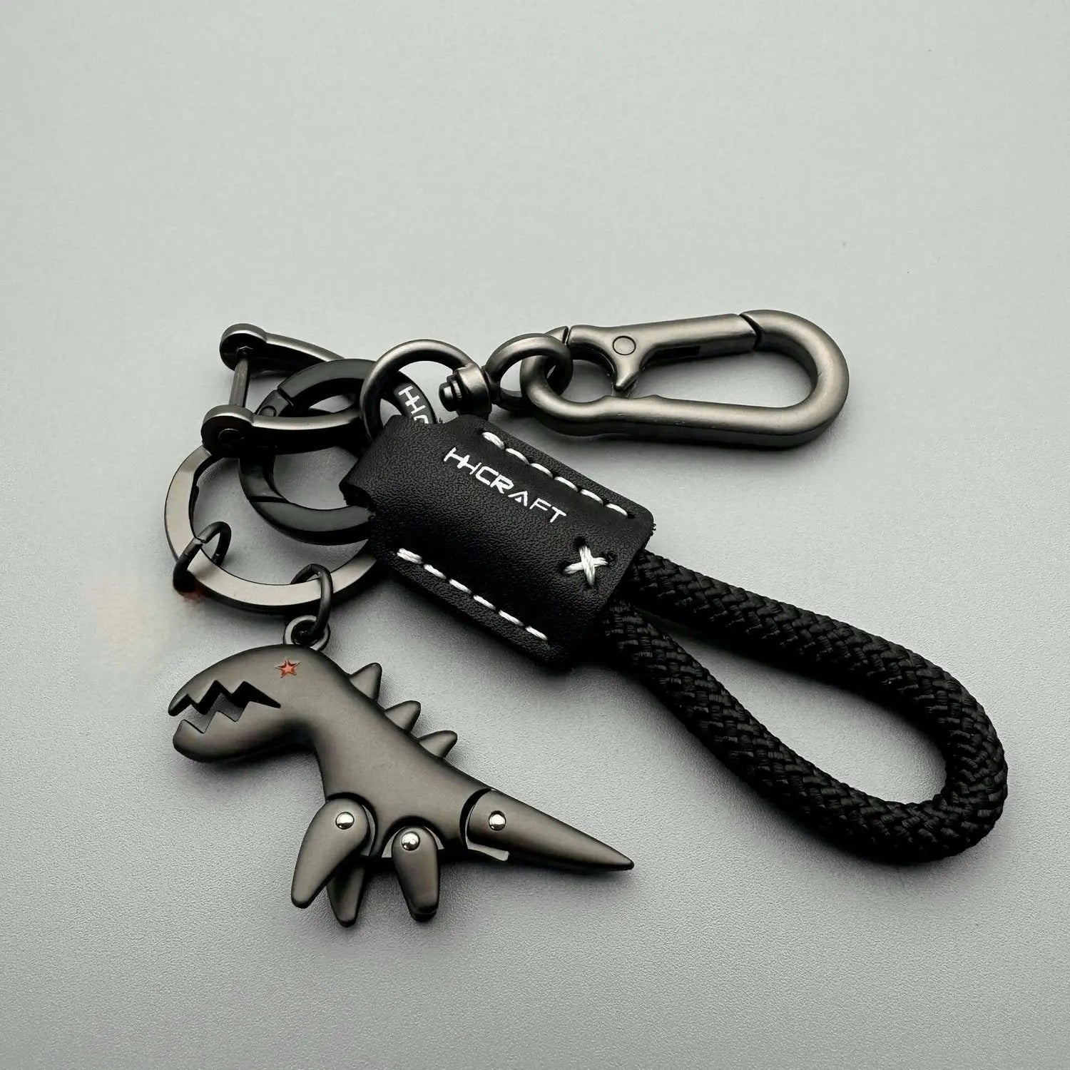 Leather Woven Keychain Metal Car Motorcycle Keyring Handbag Pendant Gift