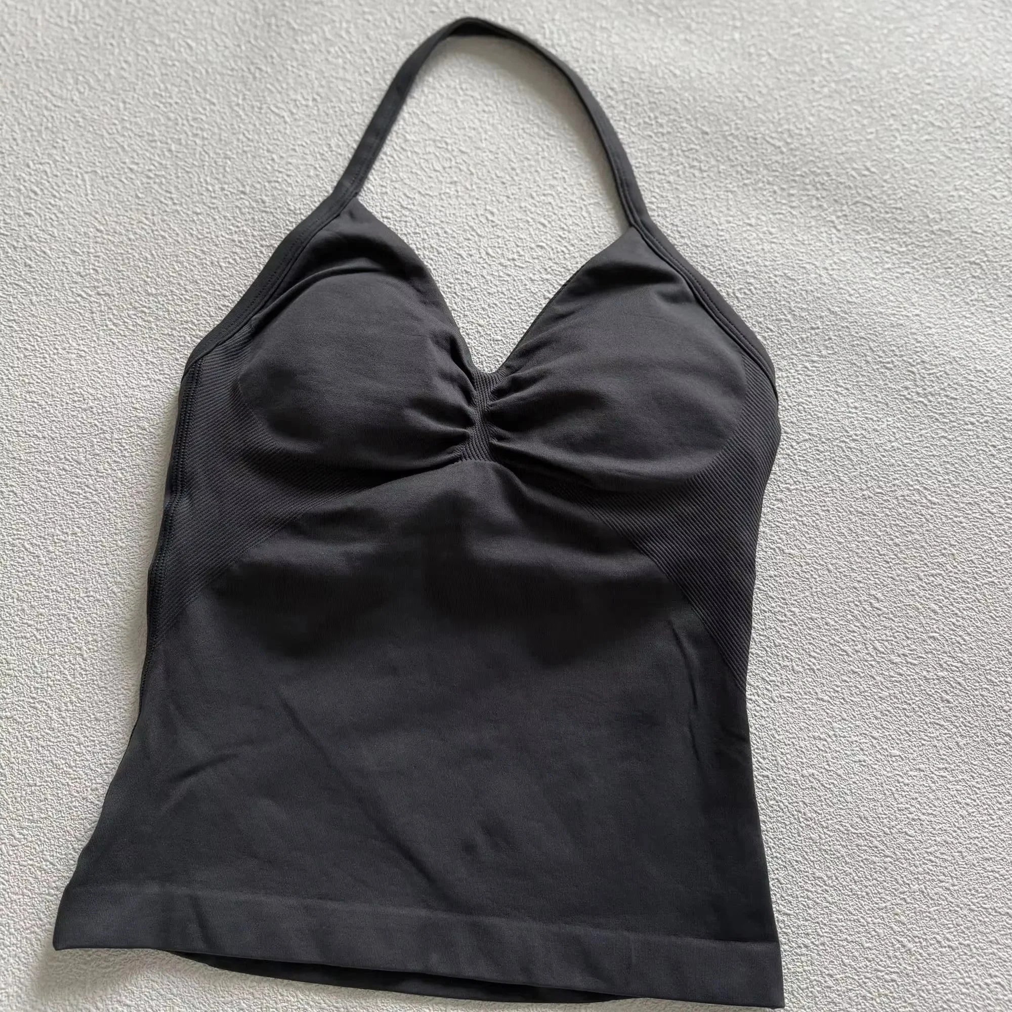 Longline Halter Yoga Tank Top Women Padded Strappy Gym Workout Sportswear