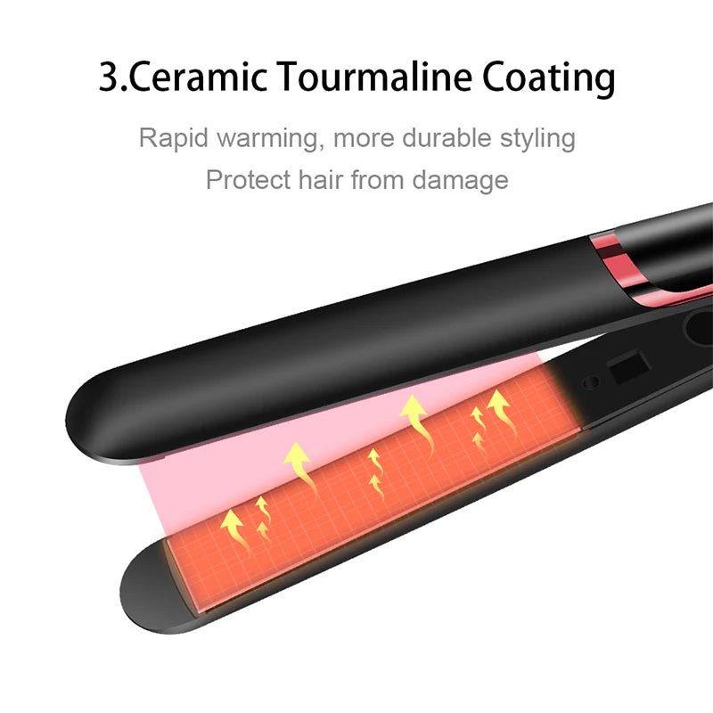 Professional Ceramic Ionic Hair Straightener Fast Heat Flat Iron Negative Ion LCD Display
