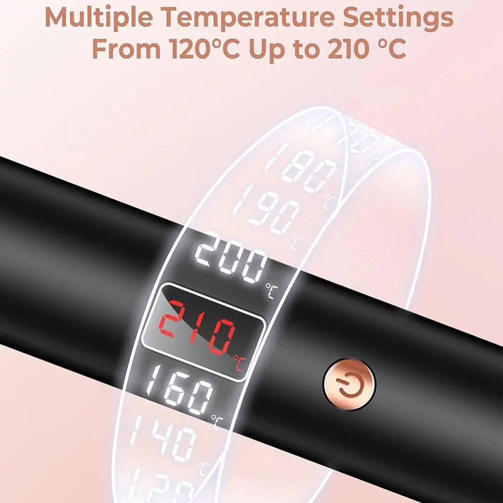 3-in-1 Ionic Hair Curler Straightener Heated Styling Brush Thermal Anti Scald Curl Wand