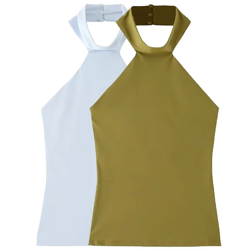 Women Halter Crop Top Backless Sleeveless Sexy Summer Camisole Vest