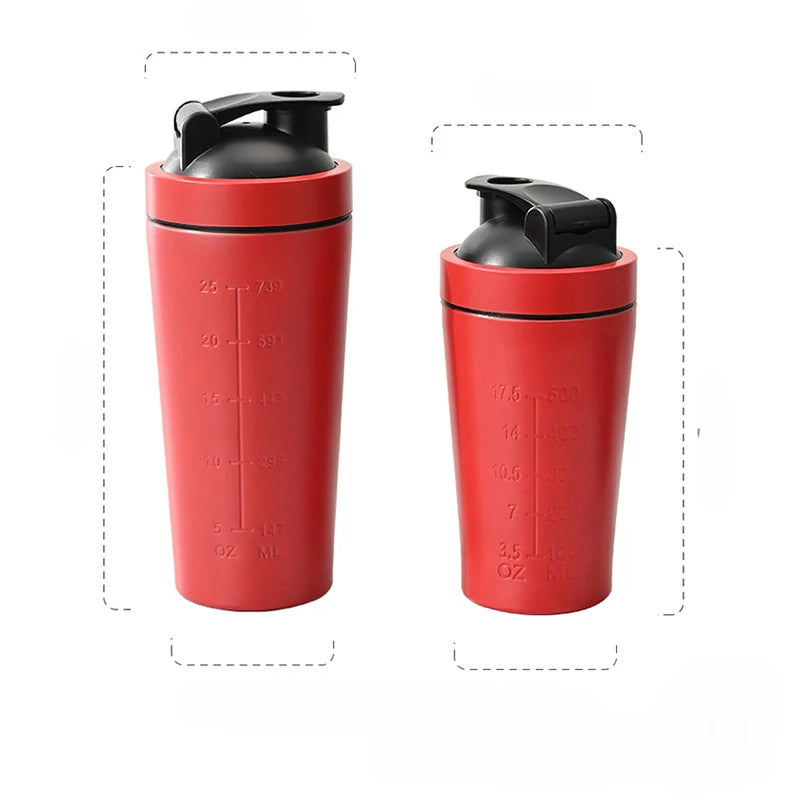 Stainless Steel Protein Shaker Bottle 500ml–750ml – Leakproof Gym Shaker Cup with Mixing Ball for Whey & Fitness