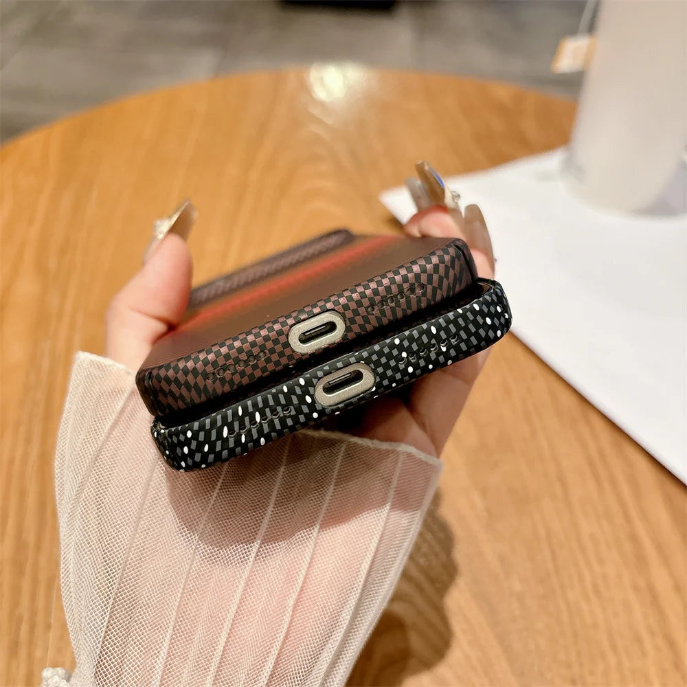 Colorful Carbon Fibre Magnetic Wireless Charge iPhone Case