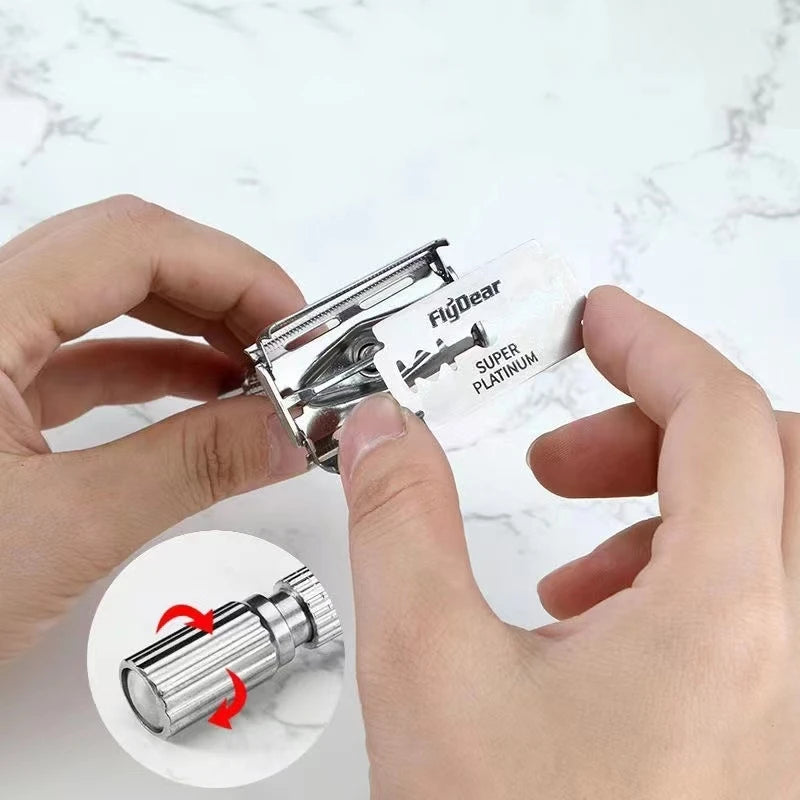 Men Folding Straight Razor 10 Blades
