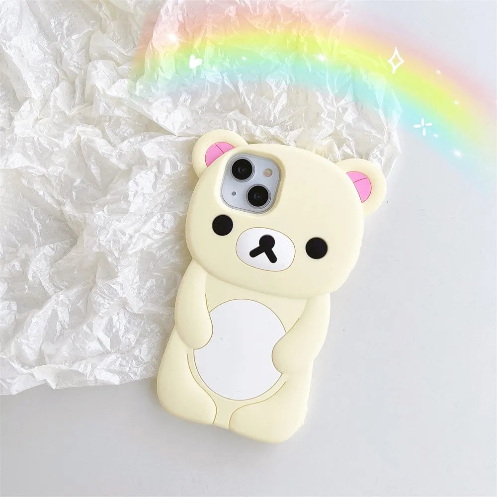 Cute 3D Rilakkuma Cartoon Soft Silicone iPhone Case
