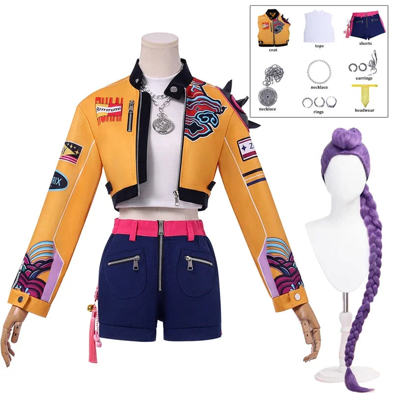 Kpop Cosplay Costume Set with Wig – Women Girls Halloween Party Outfit