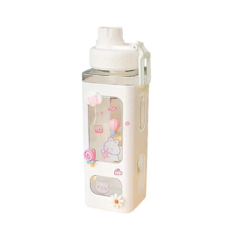 Shaker Water Bottle with Straw Cute BPA Free Drink Cup 700ml 900ml