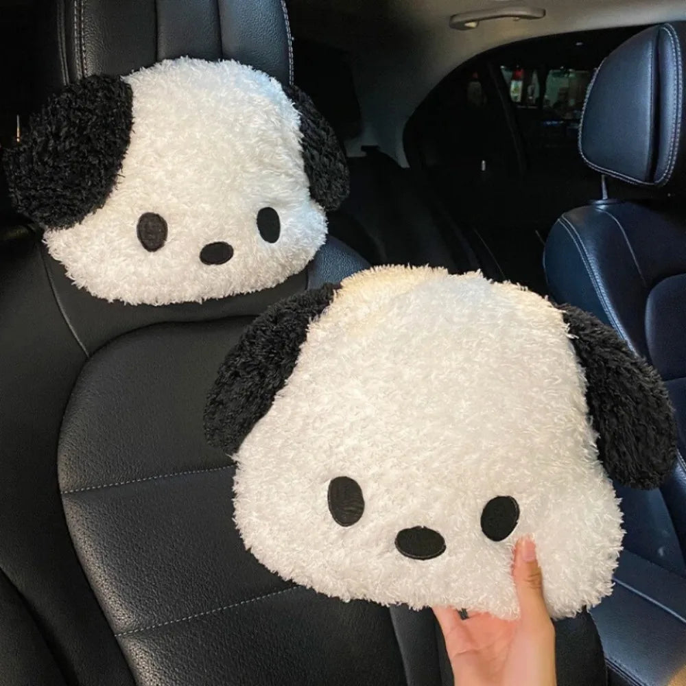 Cute Plush Dog Car Neck Pillow Lumbar Back Support Cushion