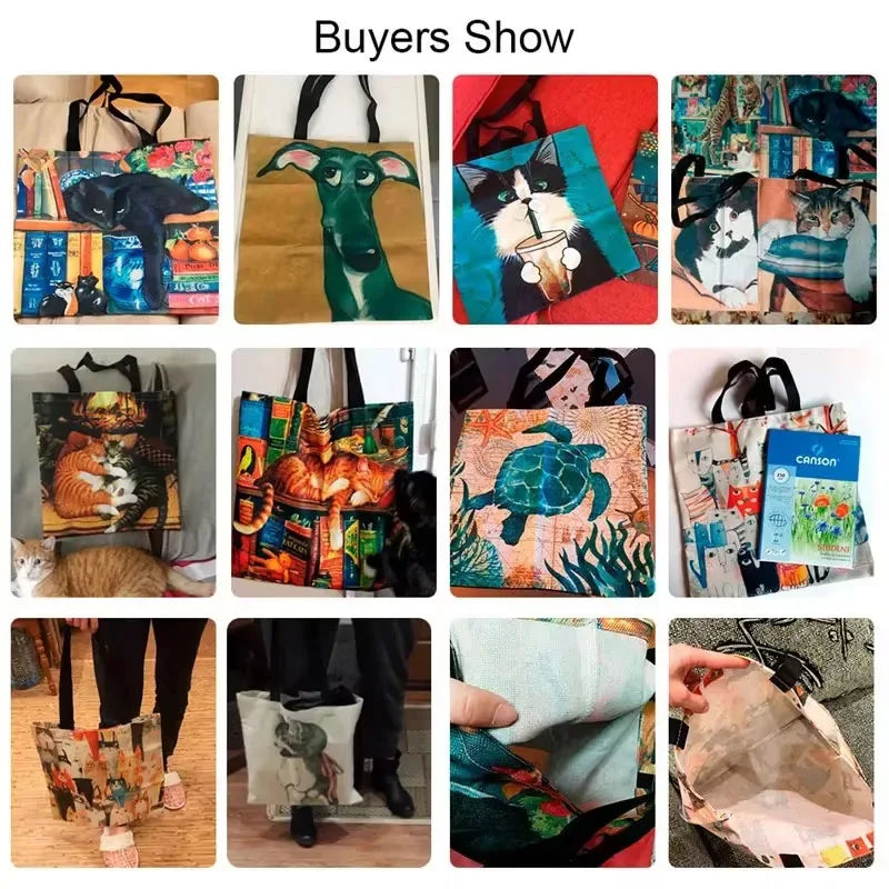 Dachshund Print Tote Bag Large Capacity Reusable Shoulder Shopping Bag