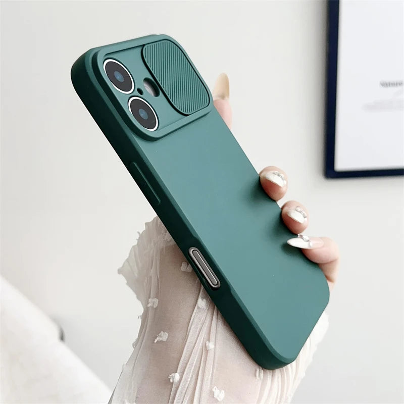 Slide Camera Lens Protection Silicone Shockproof Bumper iPhone Case