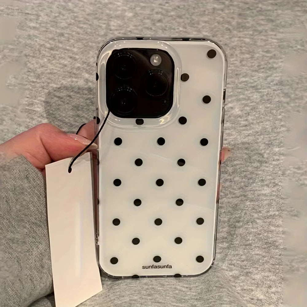 Minimalist Black White Polka Dot Silicone iPhone Case