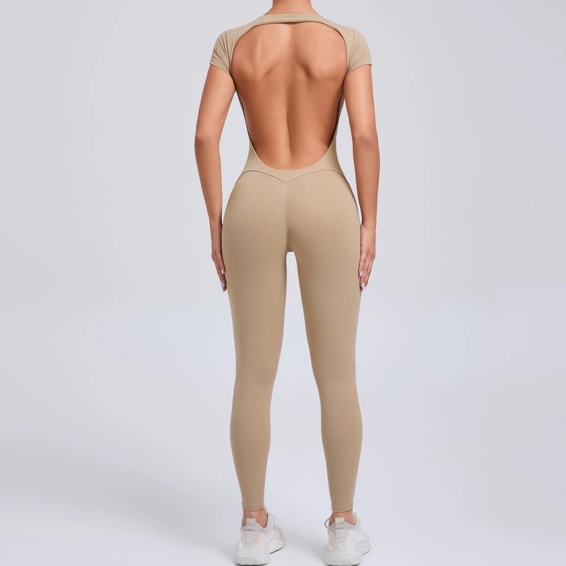 Women Open Back Yoga Jumpsuit One Piece Gym Bodysuit Hip Lift Quick Dry Fitness Outfit