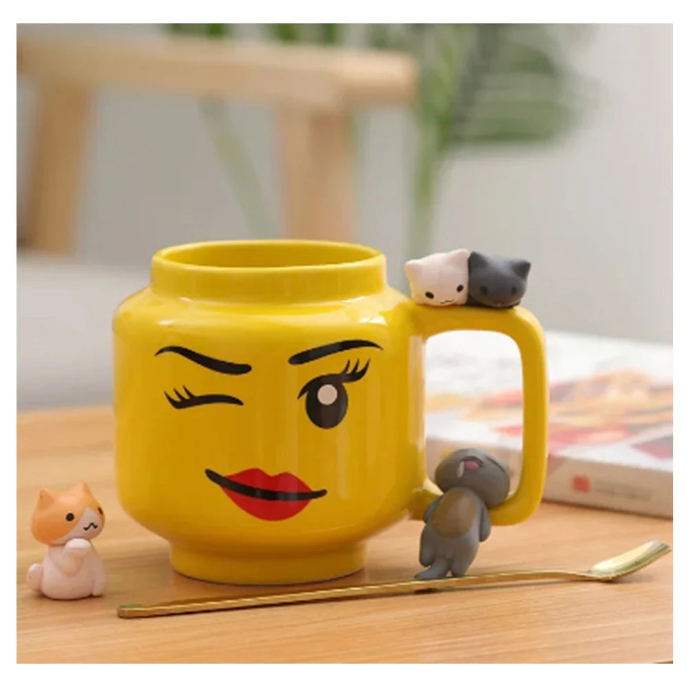 Cartoon Ceramic Mug 250ml Cute Face Coffee Tea Cup
