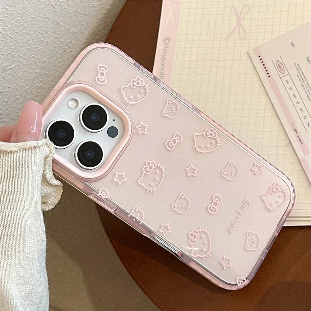 Transparent Bow Hello Kitty Shockproof iPhone Case