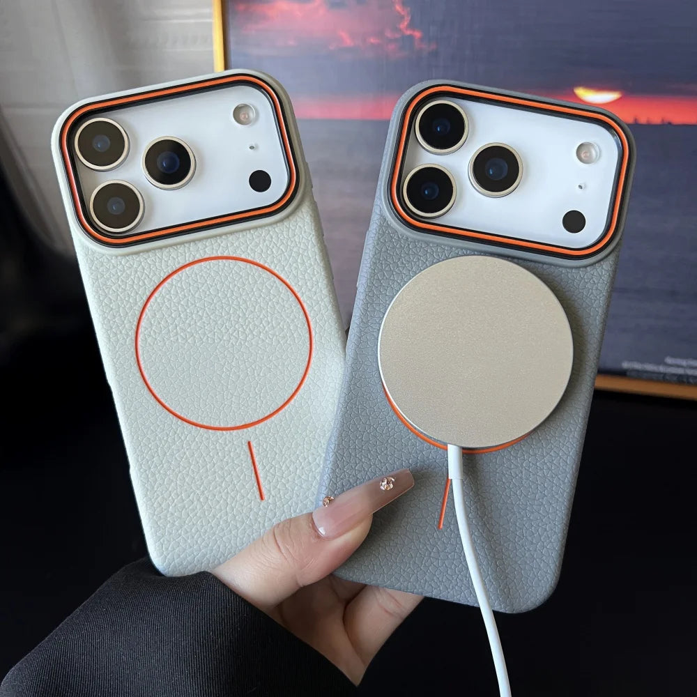 Litchi Pattern Magnetic MagSafe Soft Cover iPhone Case