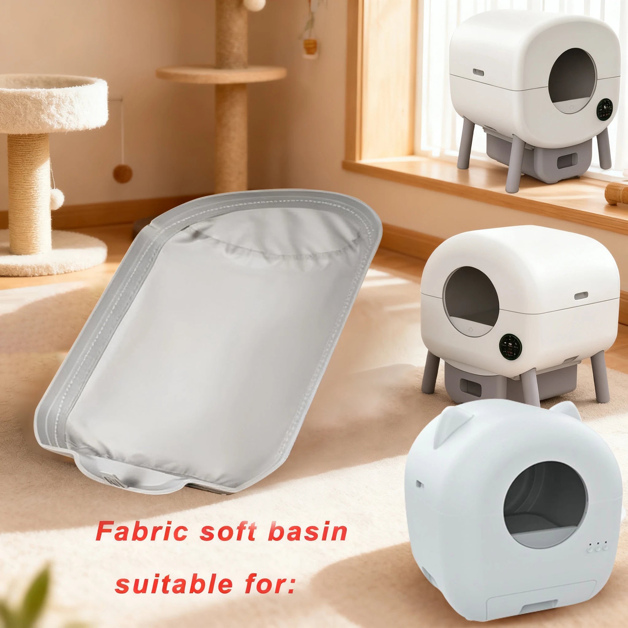 Automatic Cat Litter Box Liner Soft Fabric Removable Replacement Mat