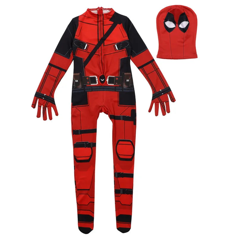 Kids Red Masked Superhero Cosplay Costume with Toy Sword and Bag