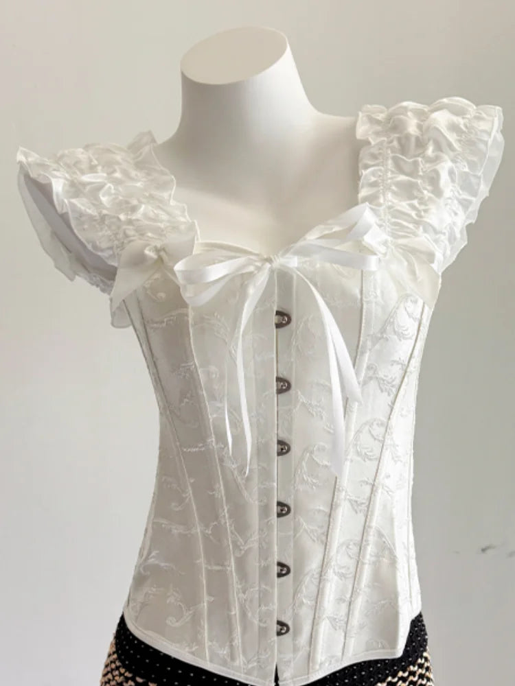 Women Floral Corset Cami Top Sweetheart Neck Irregular Hem Summer Bustier Top