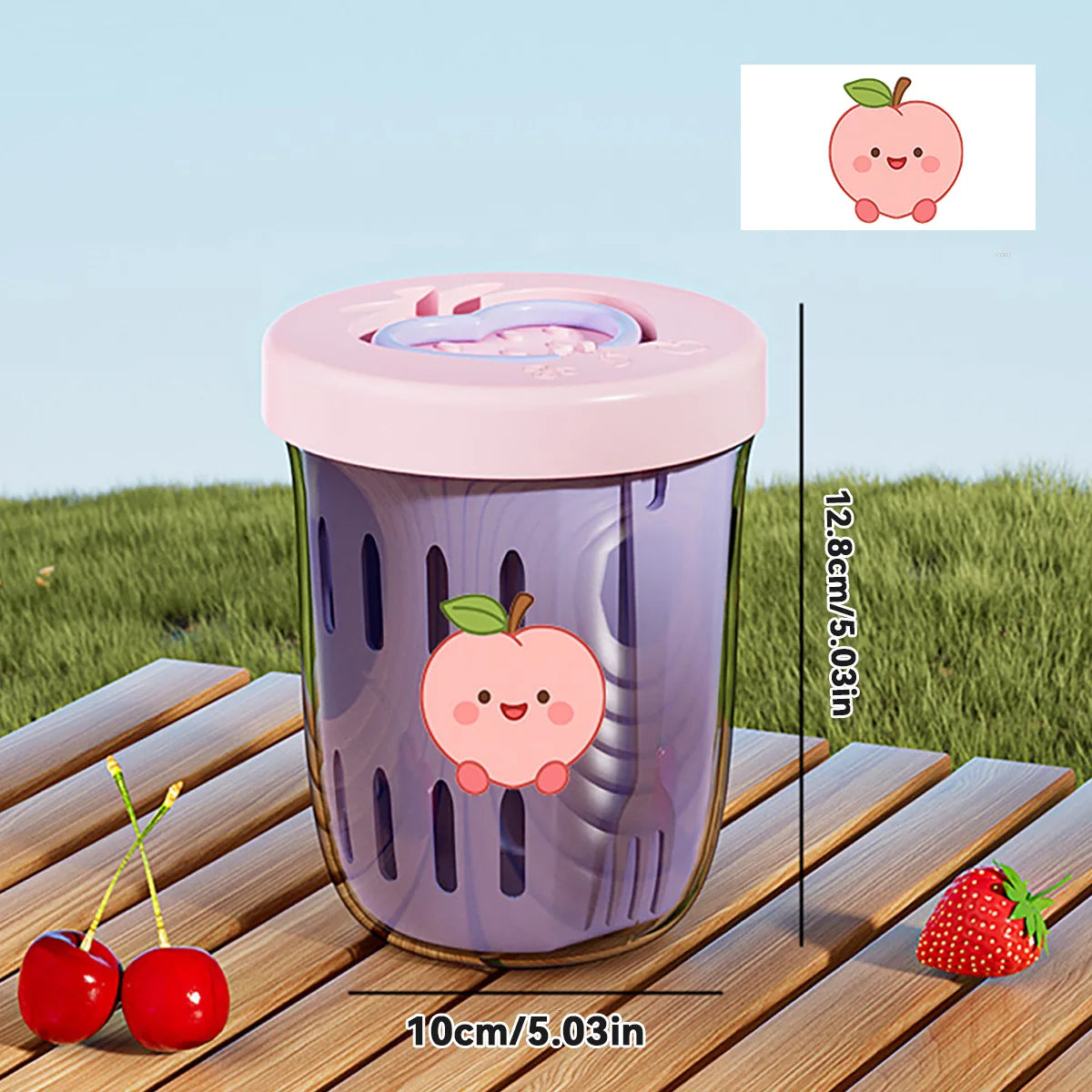 Double Wall Salad Cup Portable Leak Proof Oat Fruit Container with Fork Handle