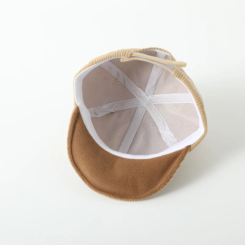 Corduroy Baby Bear Ear Hat Adjustable Toddler Baseball Cap