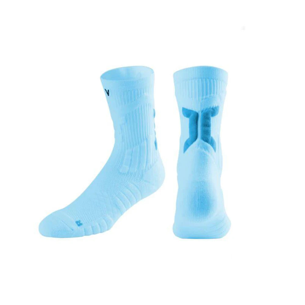 Veidoorn Sport Socks Mid Calf Thick Cushion Non Slip Running Basketball Cycling Socks