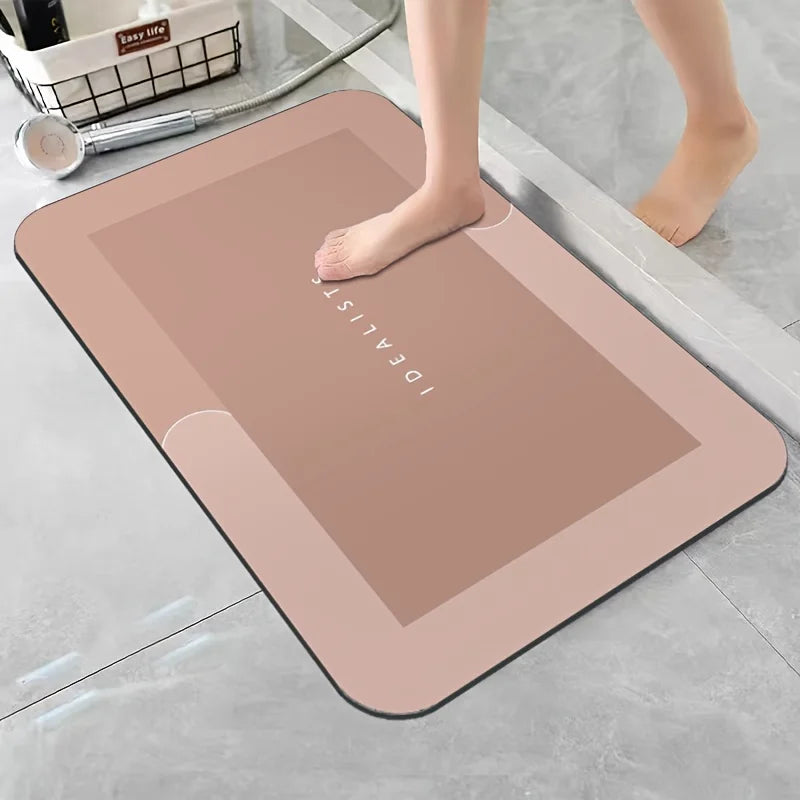 Diatomaceous Earth Bath Mat Super Absorbent Non Slip Fast Drying Floor Mat
