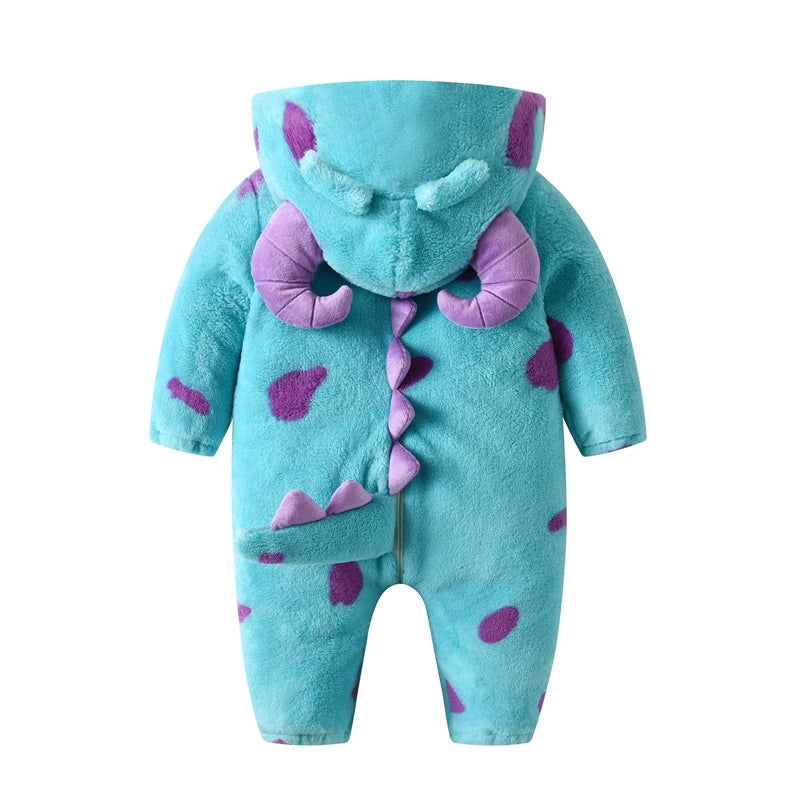 Baby Fleece Jumpsuit Hooded Winter Romper Warm Thick Infant Snowsuit 0-3Y