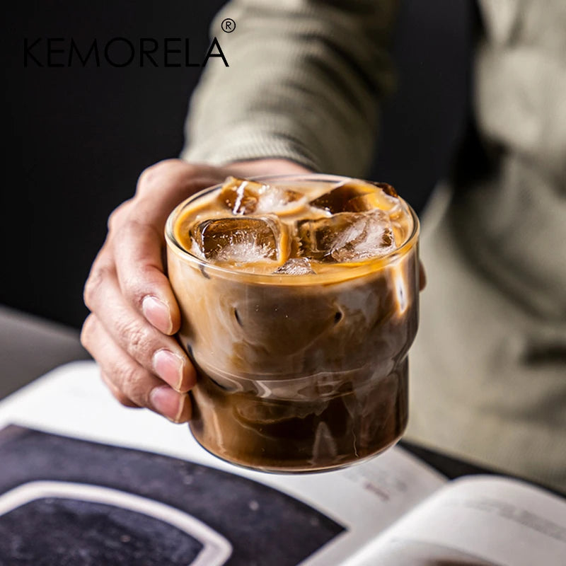 Creative Glass Coffee Cup Heat Resistant Transparent Mug for Smoothie Beer Water