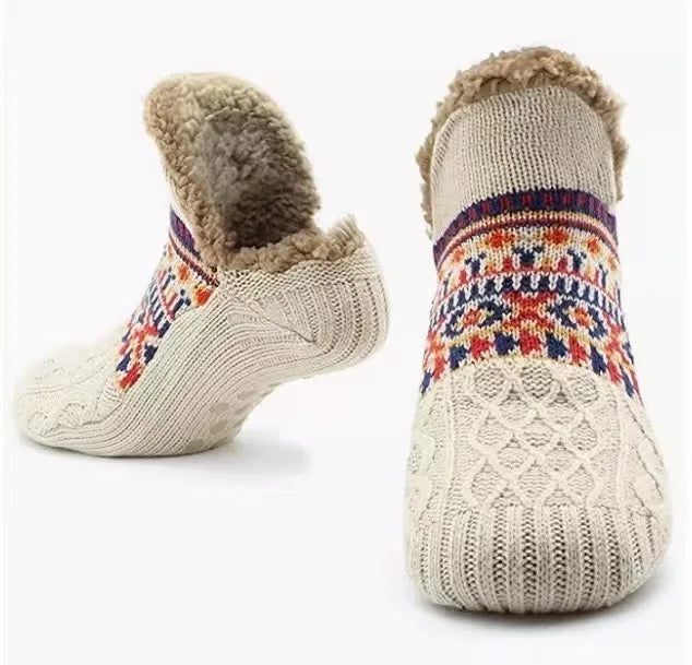 Unisex Warm Velvet Slipper Socks Non Slip Winter Home Socks
