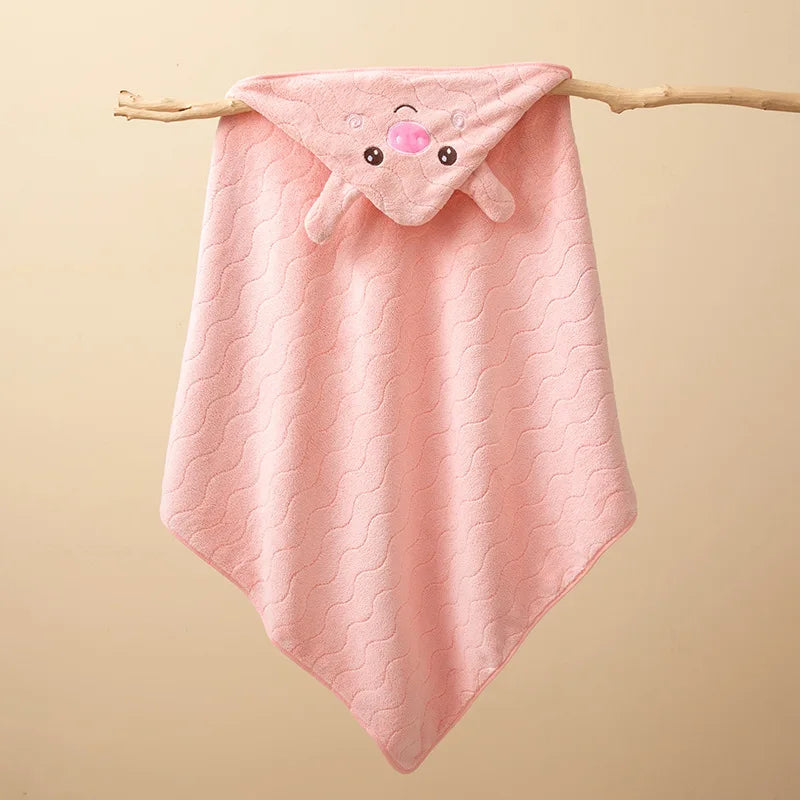 Baby Hooded Bathrobe Towel Blanket Coral Fleece Toddler Swaddle Kids Bath Wrap