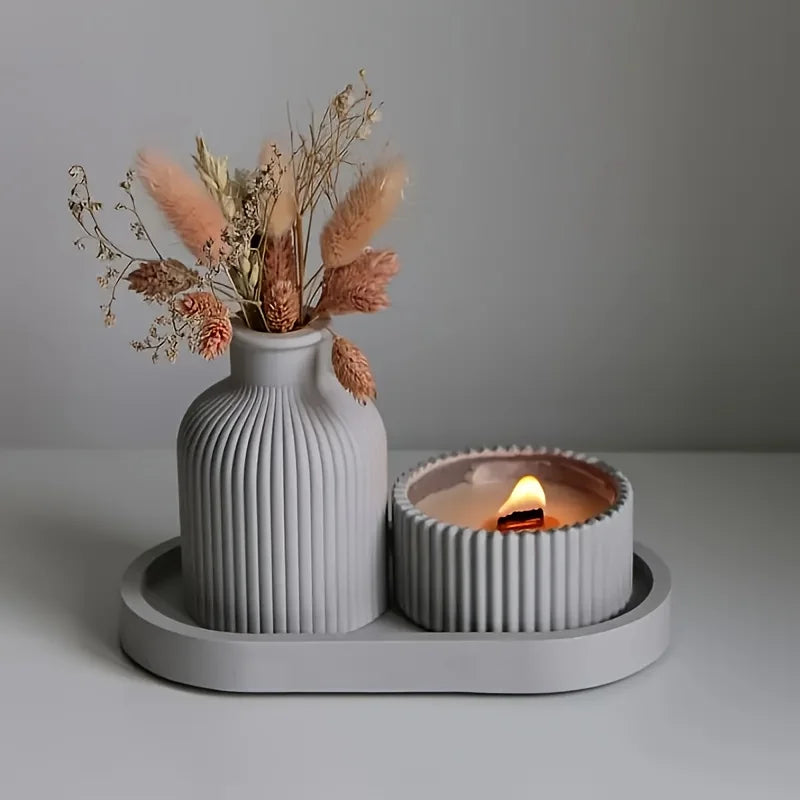 4pcs Silicone Resin Molds Oval Vase Jar Cement Casting DIY Craft Mold Set