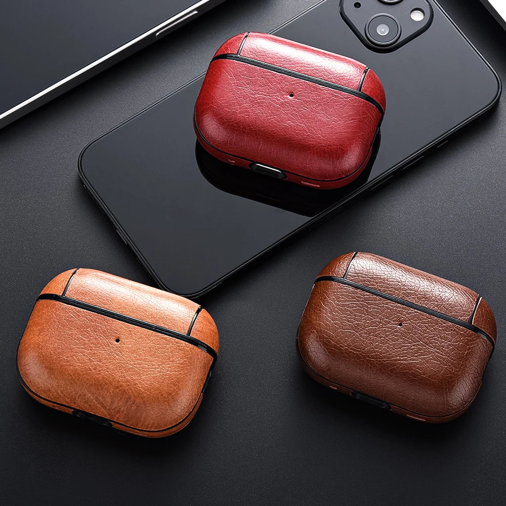 AirPods Pro 2 Leather Case Luxury Protective Cover for AirPods 3/4 Shockproof Sleeve