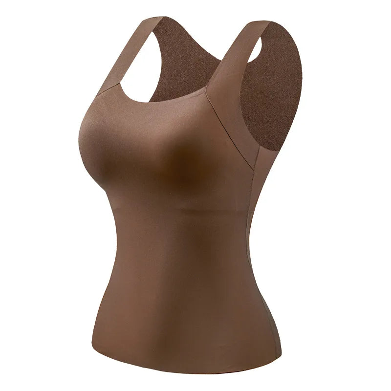 Women’s Plus Size Seamless Thermal Tank Top with Built In Bra
