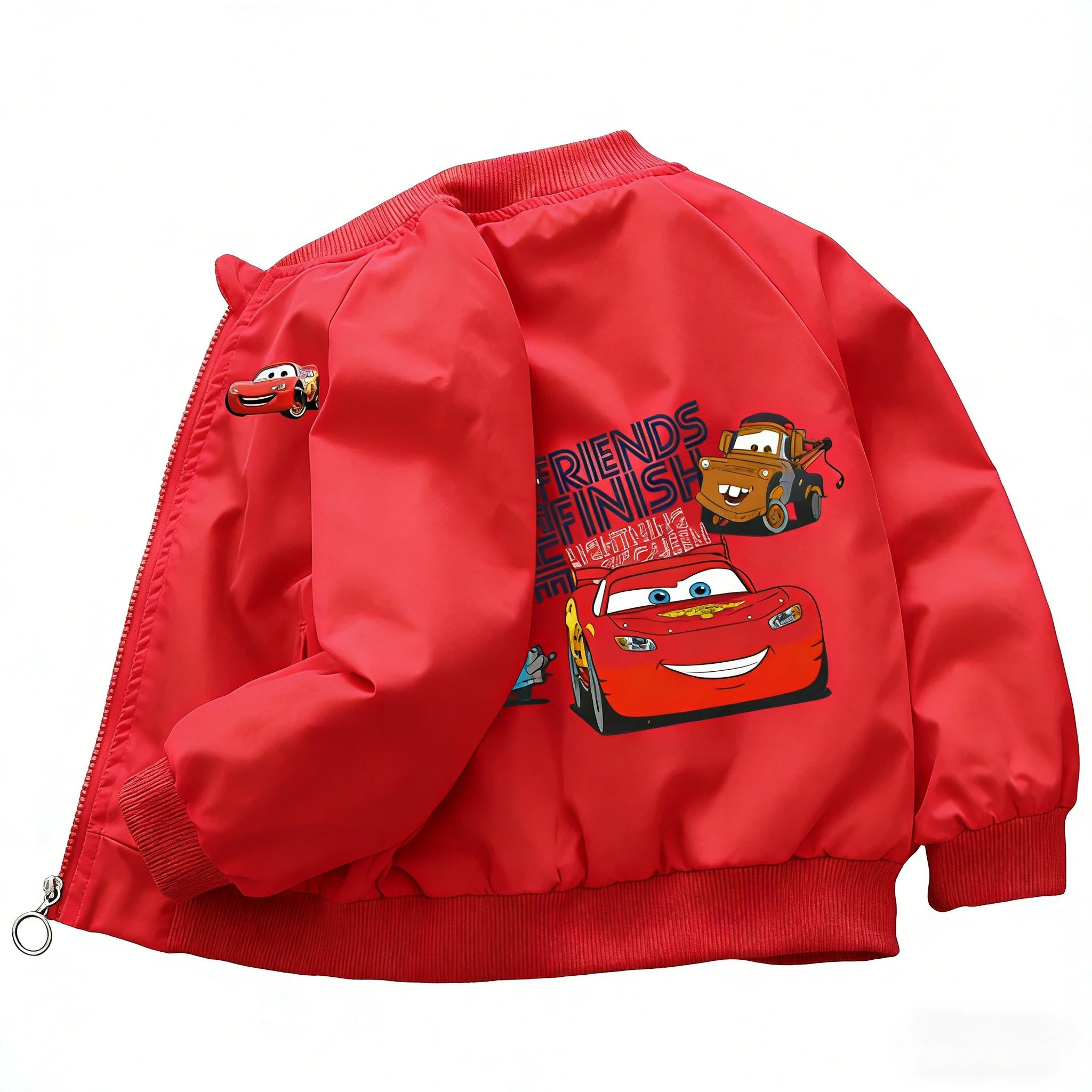 Kids Cartoon Race Car Zipper Jacket Spring Autumn Windbreaker Coat