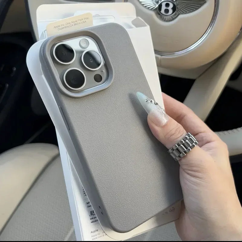 Matte Soft Leather Candy Shockproof Silicone iPhone Case