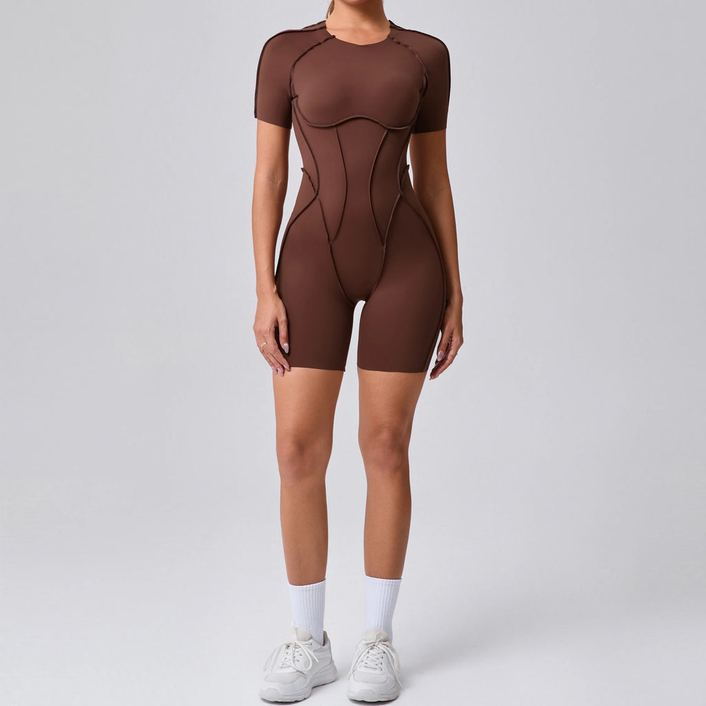 Women Backless Gym Jumpsuit Scrunch Yoga Sports Romper Fitness Outfit