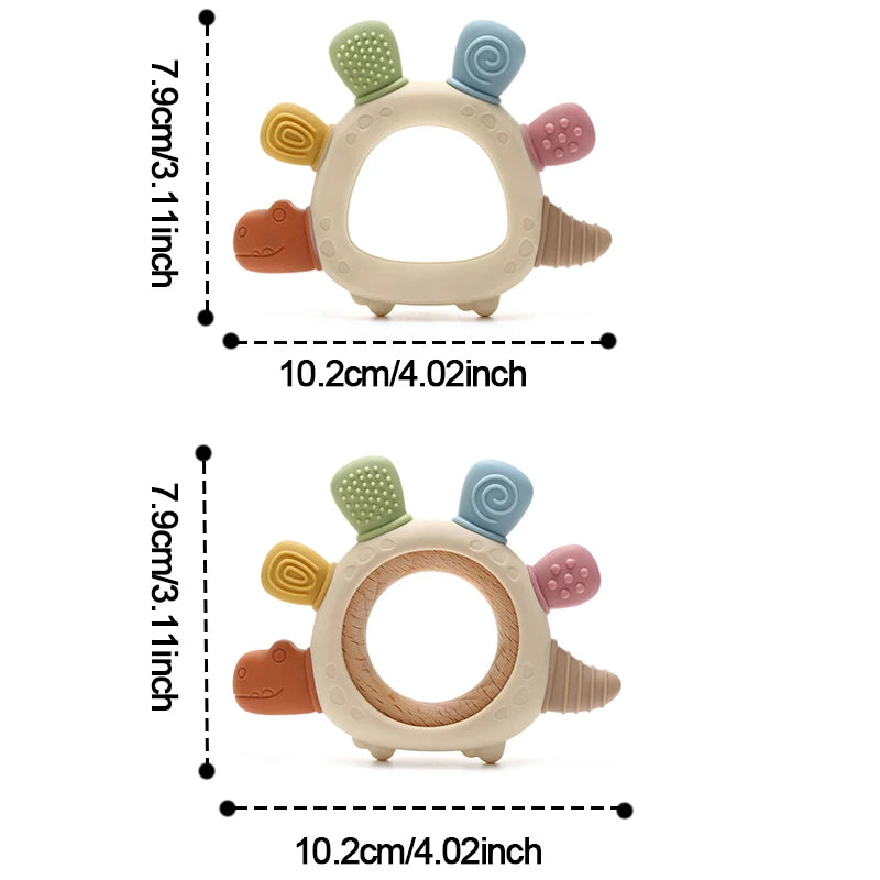 Baby Dinosaur Silicone Teether BPA Free Chew Toy for Newborns