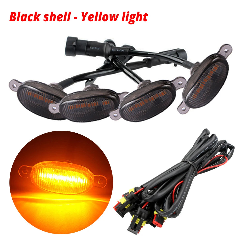 LED Car Grille Lights 12V – Yellow DRL Warning Lights for Pickup Truck & Car Front Grille