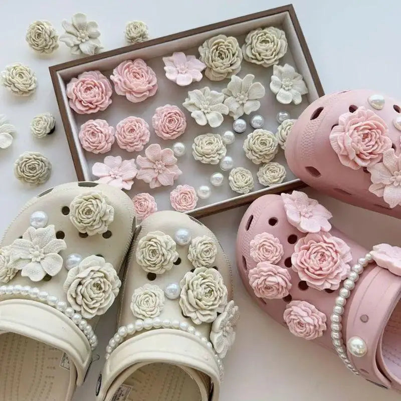 Flower Shoe Charms Set 3D Buckle Decorations Accessories for Clogs Women